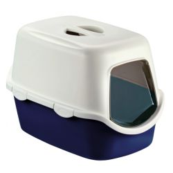 Toilette à chat Cathy avec portillon et filtre bleu